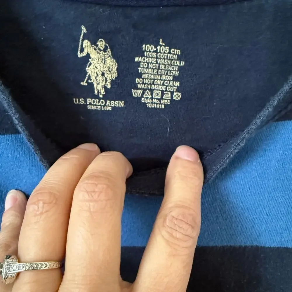 Ralph Lauren Polo Shirt Men’s L Striped Preppy Y2K + Bonus Tee Bundle